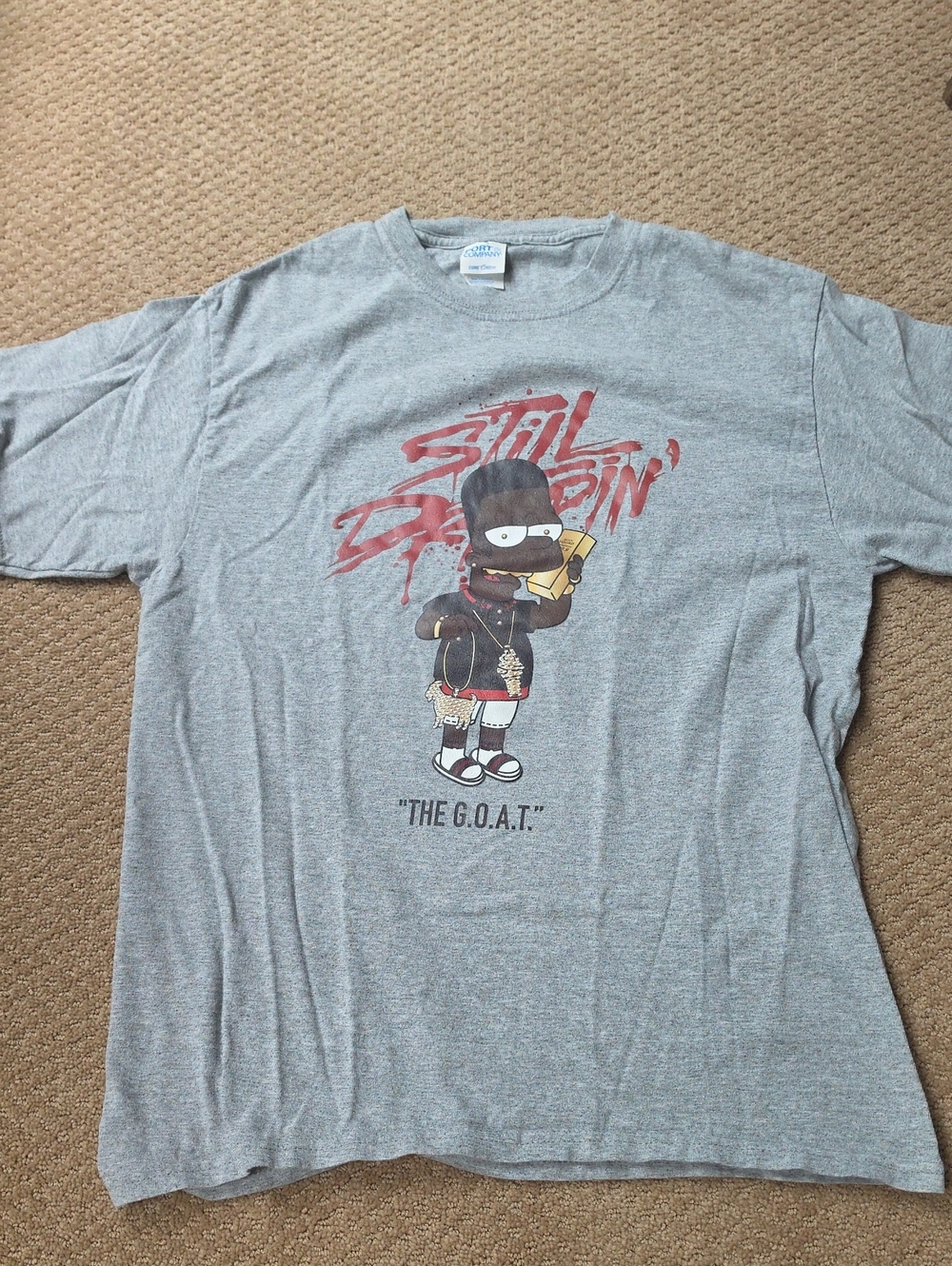 Gray Graphic Tee - Simpsons "The G.O.A.T." Men's Shirt, MED